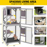 Aivituvin Cat Catio Outdoor Cat House Movable Large Enclosures on Exercise Wheels Kitty Cage with Upgraded Resting Box,Waterproof Cover Aivituvin