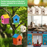 DoubleFill 12 Pcs 4.33" Wooden Bird Houses Bulk for DIY Unfinished Hanging Birdhouse for Crafts Art Wood Toys Class Activity Creative Project Parties Design DoubleFill