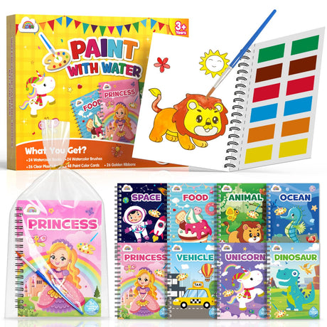 ZMLM 24 Water Coloring Books for Kids Party Favors - Bulk Mini Coloring Books for Kids Ages 4-8,Small Birthday Goodie Bag Stuffers School Teacher Return Gift Art Crafts Classroom Prizes (Classic) ZMLM