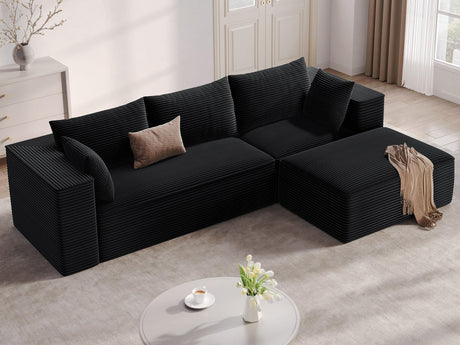 DWVO 108" Modular Sectional Couch with L-Shape Chaise, Modern Cloud Sectional Sofa with Deep Seat, Upholstered Couches for Living Room Bedroom, No Assembly Required, Black DWVO