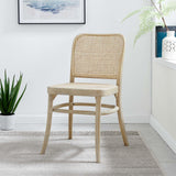 Modway Winona Elm Wood Cane Rattan Seat, Dining Side Chair, Gray Modway