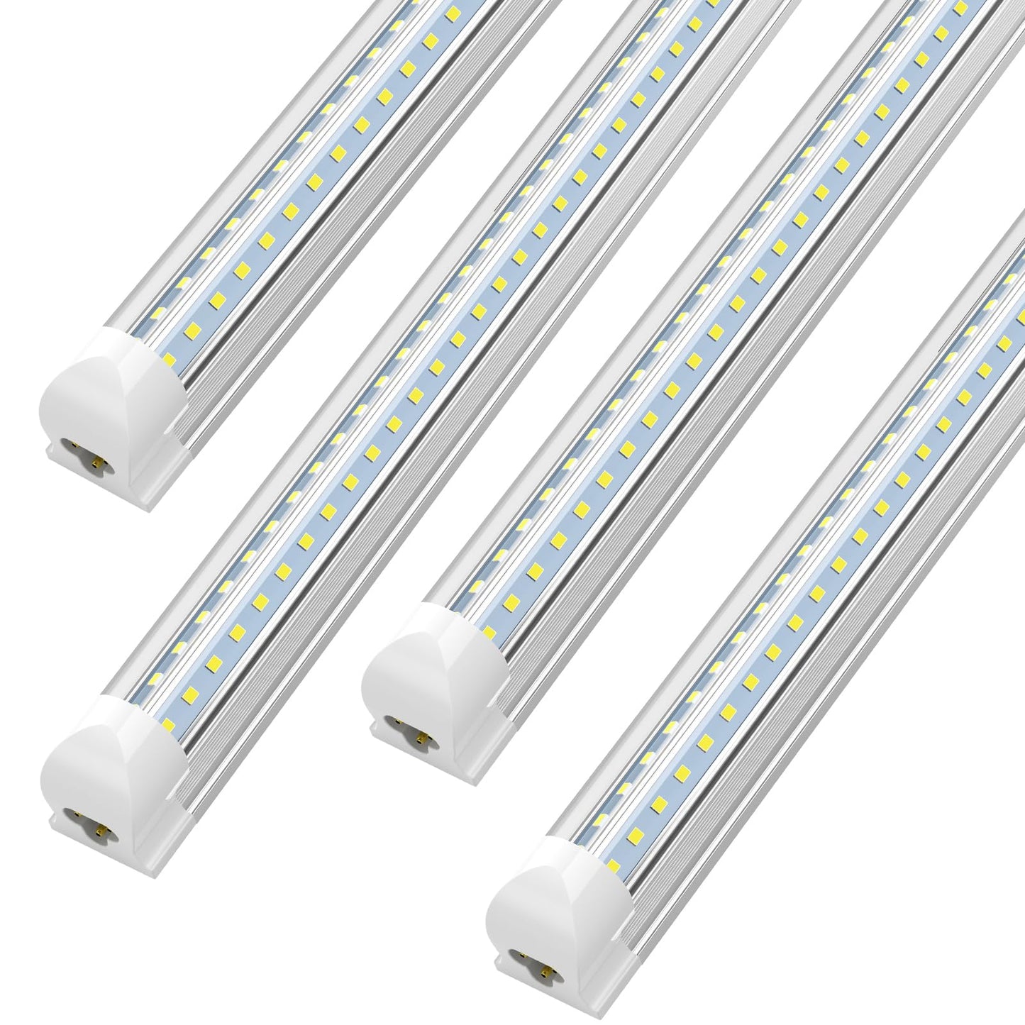 SHOPLED 8FT 72W 9360LM 6000K Cool White High Output Linkable T8 Tube Fixtures, V-Shaped, 8 Foot Lights for Garage, Warehouse, 4 Pack - WoodArtSupply