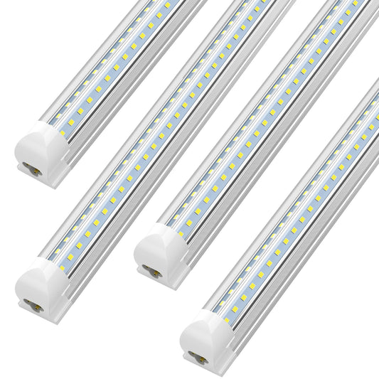 SHOPLED 8FT 72W 9360LM 6000K Cool White High Output Linkable T8 Tube Fixtures, V-Shaped, 8 Foot Lights for Garage, Warehouse, 4 Pack - WoodArtSupply