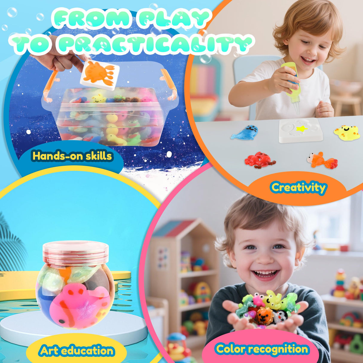 Magic Water Elf Toy Kit, Waters Pets, Aqua Fairy Water Gel Kit with 20 Magic Gels & 24 Shape Molds, DIY Squishy Maker, Summer Activities for Kids，Make Your Own Squishies Toys Crafts for Boys & Girls Nicella