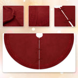 WBHome Christmas Tree Skirt, 52 inch Cable Knit Knitted Thick Rustic Holiday Decoration, Christmas Red WBHome