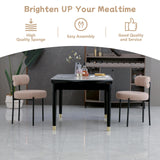 AISALL Dining Chairs Set of 2 Round Upholstered Boucle Dining Room Chairs Mid-Century Modern Kitchen Chairs Curved Backrest Chairs for Dining Room Black Metal Legs, Light Brown AISALL