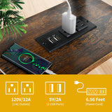 DWVO Height Adjustable Drawing Desk with Charging Station & Wheels, Rolling Craft Table with Tilting Top and Storage Bag, Small Standing & Sitting Laptop Computer Desk (Brown) DWVO