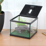 crapelles Glass Tank Spider Box Kit for Tarantula Feeder Insects Beetle Amphibians Terrarium Small pet,Washable mat,Resin Rock Shape Hideout, Artificial Flower crapelles