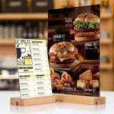 newnewshow Acrylic Sign Holder with Wood Base Wood Sign Holder Vertical or Slant Back Display for Store Office (5x7 L/T) newnewshow