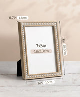 SUMGAR 5x7 Picture Frames 7x5 Photo Frame White Wood Farmhouse Boho Wall Mounted Shabby Chic Display for Desk Birthday Friend Gifts for Christmas with Decorative Distressed Pine Beads SUMGAR
