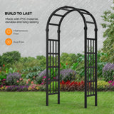VINGLI Vinyl Garden Arbor, PVC Wedding Arch for Ceremony Party, Garden Trellis for Climbing Plants Outdoor, Arch Backdrop Stand for Garden, Backyard, Lawn (Black) VINGLI