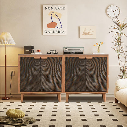 Ahokua Modern Brown Sideboard Buffet Cabinet with Fluted Doors and Ample Storage - WoodArtSupply