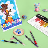 AnyMark 24 Colors Acrylic Paint Markers, Dual Tip Premium Acrylic Paint Pens for Stone, Wood, Calligraphy, Canvas, Ceramic, Metal, Glass, Rock Painting, DIY Crafts AnyMark