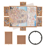 VEVOR 1500 Piece Puzzle Board with 6 Drawers and Cover, 32.7"x24.6" Rotating Wooden Jigsaw Puzzle Plateau, Portable Puzzle Accessories for Adult, Puzzle Organizer & Puzzle Storage System, Gift for Mom VEVOR