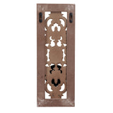 SOFE Openwork Carving Wall Candle Sconces Set of Two, Distressed Finish Wood Candle Holder Wall Decor Living Room, Rustic Farmhouse Candle Wall Sconces, Bedroom Hallway Wall Art Decoration SOFE