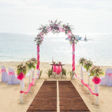 Spurgehom 12FT Wooden Garden Pathway Straight Outdoor Walkway Roll Out Cedar Wood Patio Flooring Path Decorative Lawn Patio Pavers Boardwalk Beach Wedding Party (Brown) Spurgehom