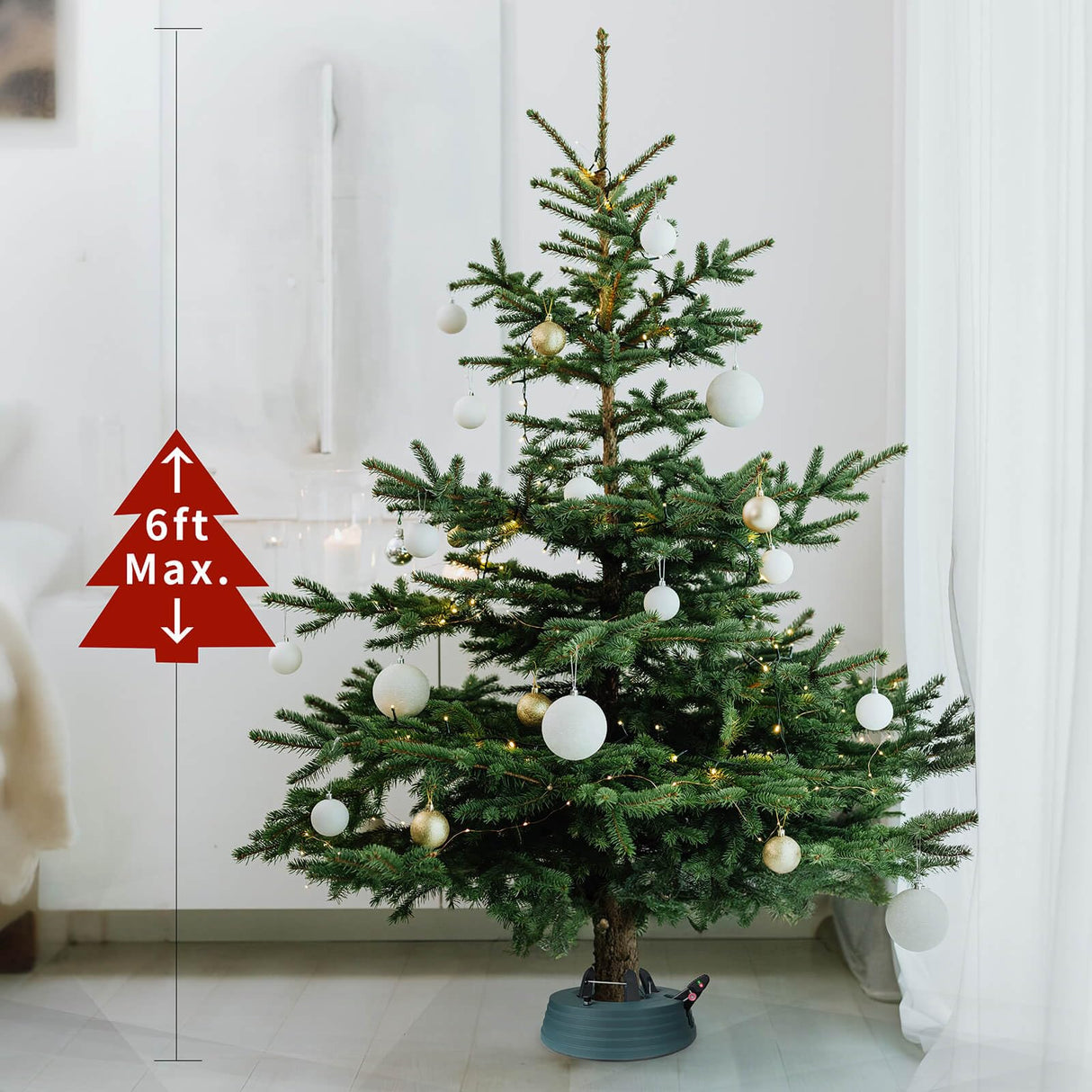 JILUVA Christmas Tree Stand with Water Reservoir, Foot Press Easy Setup, Fits up to 6 Ft Real Tree with 5.1" Diameter, Equipped with Water Level Indicator, No Assembly Needed JILUVA