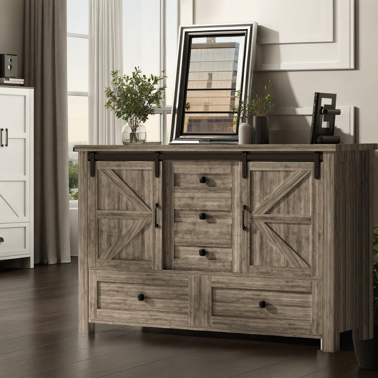 wanan 48" 5 Drawer Dresser (Light Rustic Oak, 48'' 5 Drawers Dresser) wanan