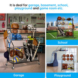 Kinghouse Garage Sports Equipment Organizer, Ball Storage Rack, Toy Storage, Nerf Gun Organization on Wheels for School, Garage, Black, Steel (Black) Kinghouse