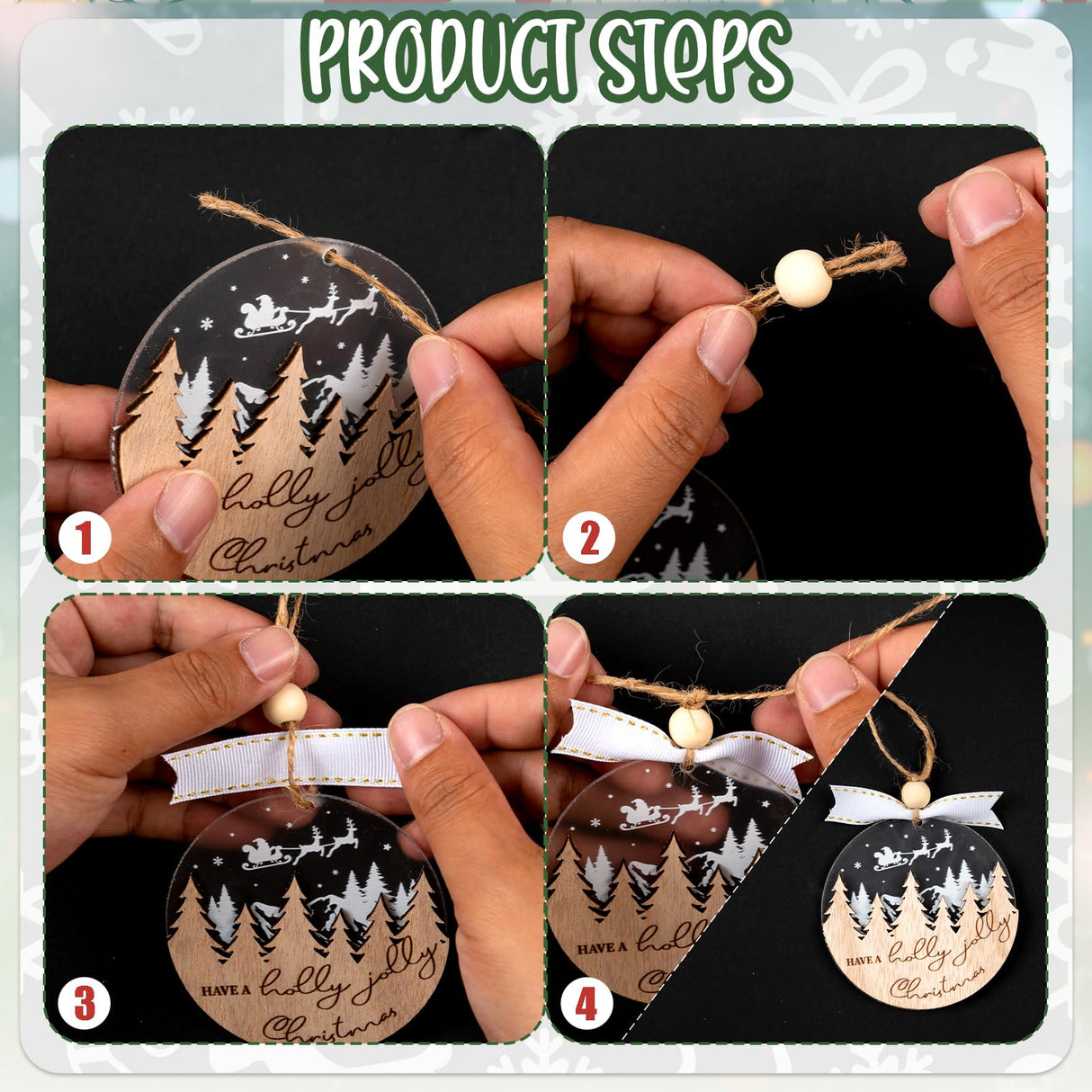 GuassLee 16pcs Winter Christmas Hanging Ornaments for Tree - 3D Wooden Acrylic Christmas Cutouts Reindeer Snowman Snowflake Ornaments for Christmas Tree Gifts Winter Party Supplies GuassLee