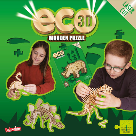 Eco 3D Wooden Puzzle - Unicorn from Deluxebase. Sustainable Wood Animal Puzzle Craft Set. Model Building Kit for Educational Toys and Kids Party Favors. Deluxebase