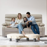 GNMLP2020 Loveseat Recliner Sofa Set, Small Leather Couch 3-Seater Manual Seater Reclining, Triple Recliner Chair for Living Room, RV, Home Theater Seating(Beige, 3 Seater Sofa) GNMLP2020