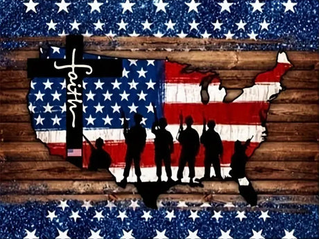 Ekuxom 4th of July Diamond Art Kits for Adults, Army American Flag Diamond Art Painting Kits Patriotic Beginner Arts Full Round Drill Crafts Home Wall Decor Gifts 12x16 inch Ekuxom