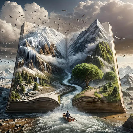 Mosaflare 5D Diamond Painting Kits for Adults, Forest Landscape Book Diamond Art for Beginners, DIY Full Round Drill Paint by Diamonds Dot Gem Art for Adults, Home Wall Decor 13.7x13.7 Inch Mosaflare