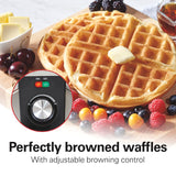 Hamilton Beach Belgian Waffle Maker with PFAS-Free Non-Stick Ceramic-Coated Plates, Browning Control, Indicator Lights, Stainless Steel (26081) Hamilton Beach