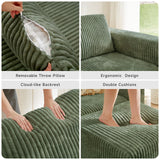 ONBRILL 110" Modular Sectional Sofa, L Shaped Couch 4 Seater with Sleeper Chaise, Sectional Couch with Deep Seat,Upholstered Corduroy Cloud Couches for Living Room,Bedroom,No Assembly Required,Green ONBRILL