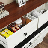 HOLISUN Double Tilt Out Trash Cabinet Kitchen Trash Bin Cabinet, 2x13 Gallons, Farmhouse Recycling Trash Can Cabinet with Hidden Drawers, Pet Proof Garbage Can for Kitchen, Living Room, White HOLISUN