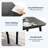 GarveeHome Dining Table Set for 4, Sturdy Wooden Kitchen Table with Chamfer Design and Metal Legs, Upholstered Bench & 2 Classic Dinner Chairs, Kitchen and Dining Set for Home Dinner, Party, Black GarveeHome