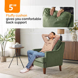 VINGLI Mid-Century Accent Chairs Set of 2, Green Upholstered Armchair Comfy Sofa Chairs Reading Chair High Back Living Room Bedroom Furniture for Apartment VINGLI