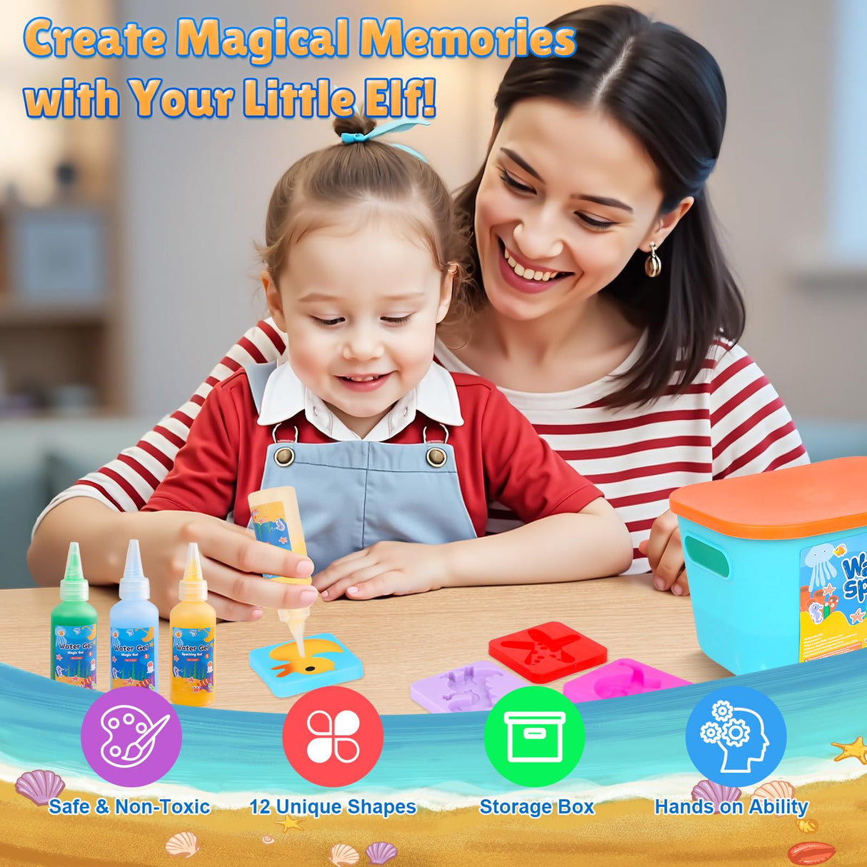 Linzuza Fairy Aqua Water Gel Kit - 20 Color Summer Magic Fairy Kit DIY 3D Squishy Animal Elf with 12 Molds&Storage Boxes Set - Craft Sensory Toy for Kids Ages 6-12 Linzuza