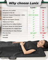 Lunix LX17 Portable Far Infrared Sauna Blanket for Home Relaxation - Temperature Range of 77-176°F - Infrared Sauna Anywhere, with Head Pillow, Detox Wrap, Hot Cold Gel Pack, Jet Black Lunix