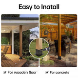 Grehitk 4×4 Post Base, Deck Post Brackets,Inner Size 3.5"x3.5" Thick Steel Fence Post Anchor Base,Heavy Duty Metal Black Powder Coated,for Supports Porch Railing Post Holders Pergola Brackets Kit Grehitk