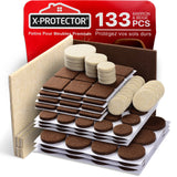 Felt Furniture Pads X-PROTECTOR 133 PCS Premium Furniture Pads - Felt Pads Furniture Feet Best Wood Floor Protectors - Protect Your Hardwood & Laminate Flooring! Brown and Beige X-Protector