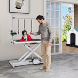 YITAHOME 50 Inch Electric Dog Grooming Table Professional Heavy Duty Pet Grooming Table for Dogs at Home, Aluminium Adjustable Overhead Arm & Tool Organizer, Large Pet Grooming Station White YITAHOME