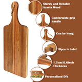 12 Packs Acacia Wood Cutting Board,12 x 6 Inch Plain Chopping Board with Handles Serving Board Wooden Kitchen Cutting Board Bulk with Rope and Plaid Ribbon for Vegetables Meat Pizza Cheese Fruit Bread Aweyka