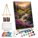 JOOZ Landscape Paint by Number for Adults Beginner with Frame Paint by Number Kits Sunsets on Canvas with Easel DIY Digital Oil Painting for Home Wall Decor Gifts 7.87x11.81 Inch JOOZ