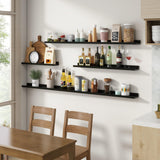 Picture Ledge Shelf, Floating Shelves Set of 2, 72 Inches Long Large Nursery Book Shelves for Toys Storage, Kids Bookshelf Wall Mounted for Living Room Bedroom Decor Books Photo Frames, Black FLYJOE