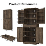 BOMETAO 72" Tall Kitchen Pantry Cabinet with X-Barn Doors, Farmhouse Storage Cabinets with Organizer, Drawer and Adjustable Shelves, Wood Cupboard for Kitchen, Dining Room, Bathroom, Rustic Brown BOMETAO