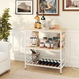 IBUYKE Kitchen Island with Storage, Bakers Rack with Power Outlet,Microwave Stand with Large Worktop,Rolling Bar Cart for Home, Outdoor, Kitchen,Light Wood TMJ029R IBUYKE