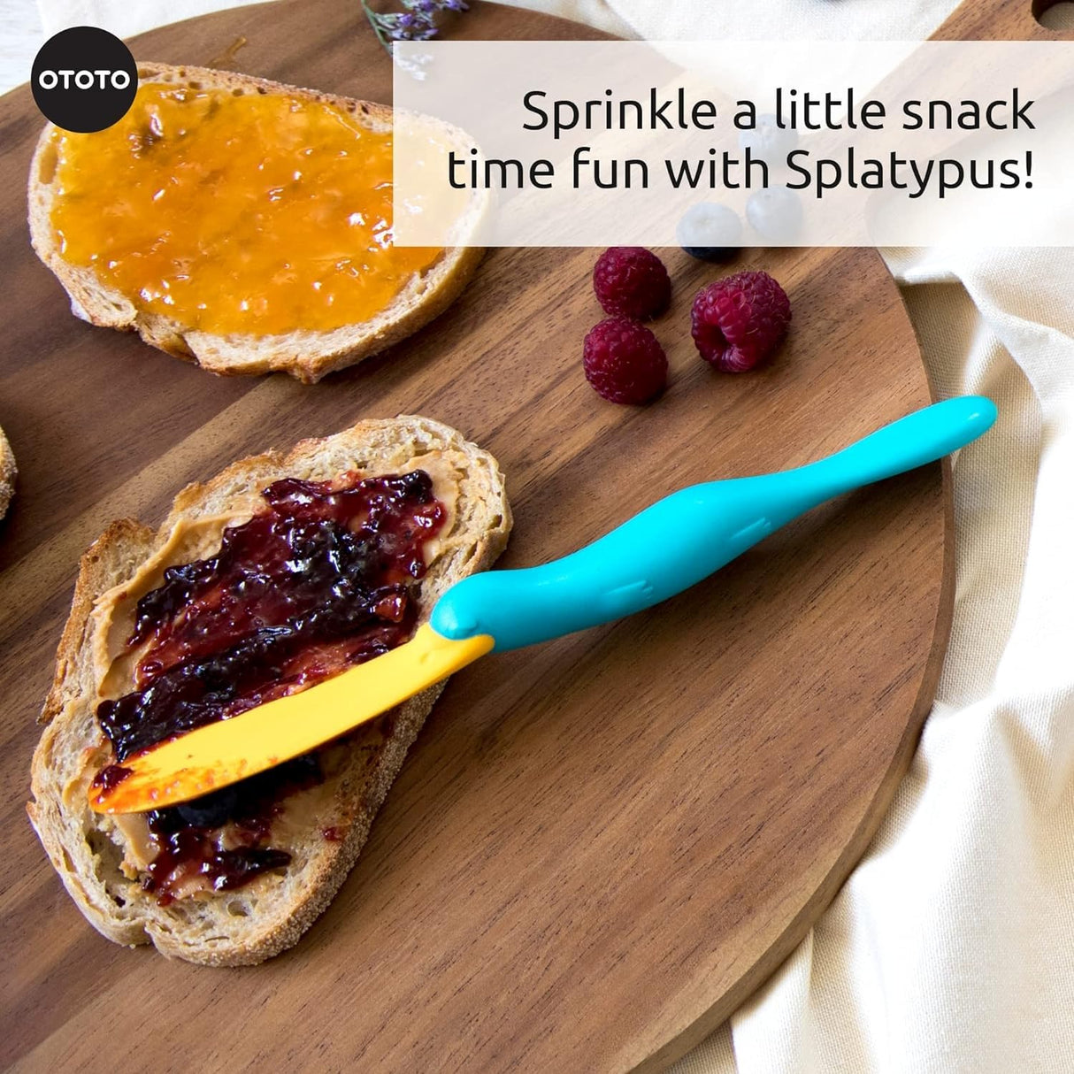 OTOTO Splatypus Jar Spatula for Scooping and Scraping - Unique Fun Cooking Kitchen Gadgets for Foodies - BPA-free & 100% Food Safe - Crepe Spreader OTOTO