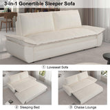 GNIXUU 70.1" Queen Pull Out Sofa Bed, Velvet Convertible Sleeper Sofa Couch with 2 Soft Pillows, Comfy Futon Bed Pull Out Couch for Living Room, Apartment, Small Space(Beige) GNIXUU