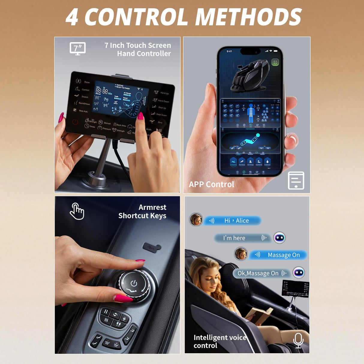 HealthRelife 4D Massage Chair Full Body Zero Gravity Full Body SL Track Intelligent Voice Control Bluetooth Speaker with Heated, Black HealthRelife