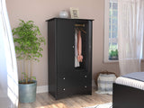 Prepac Sonoma Wardrobe Cabinet: Armoire Dresser for Bedroom with Adjustable Shelf. Features 2-Door Wardrobe Closet & 2 Drawers, Ideal Closet for Bedroom, 22"Dx31.5"Wx58.75"H, Black - BDC-3359-K Prepac