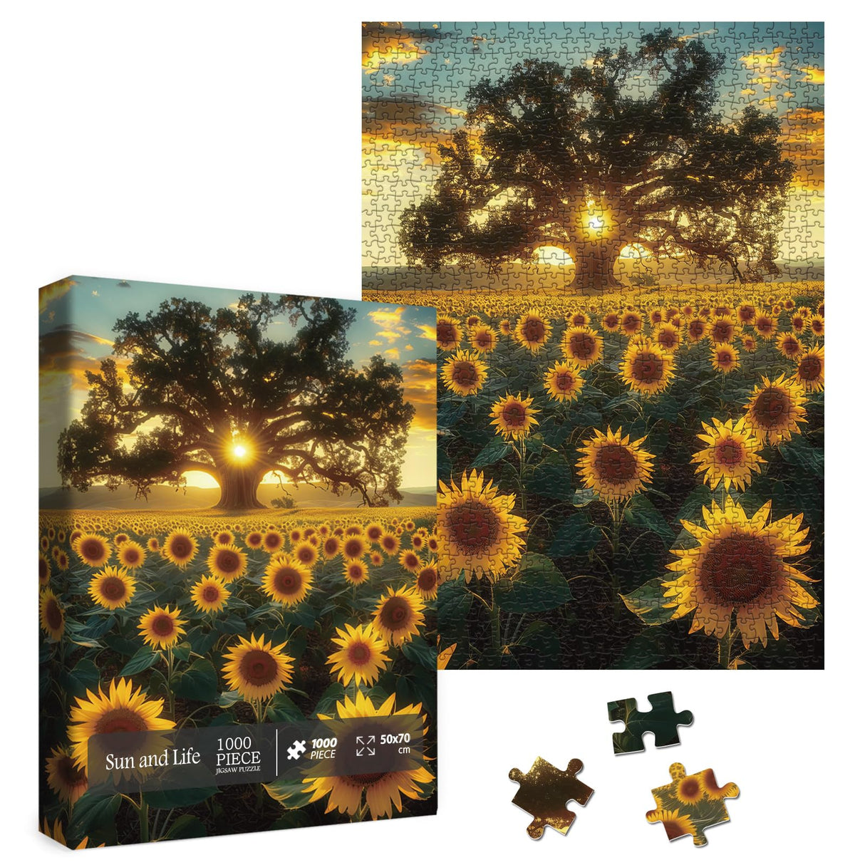 Sun and Life Puzzle 1000 Piece for Adult, Nature Flower Landscape Jigsaw Puzzles, Plant Pretty Scenic Puzzle Larkipuzz