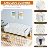 PHOYAL Chesterfield Couch 3 Seater Large Sofa, Velvet Sofas and Couches 80 Inches Mid Century Modern Couch Tufted Back Sofa for Living Room Furniture (White) PHOYAL