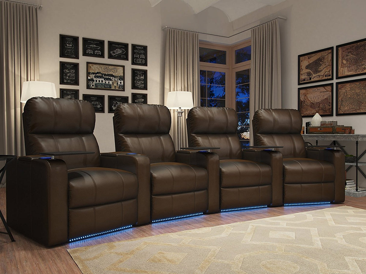 Octane Seating Turbo XL700 Home Theater Power Recline - Lighted Cup Holders & Baserail - Row 4 Curved - Storage Arms - Memory Foam Octane Seating
